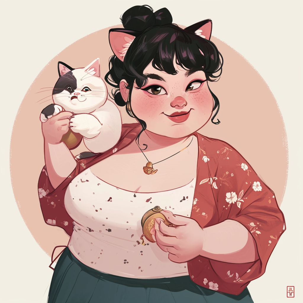 Chubby neko girl as Disney princess