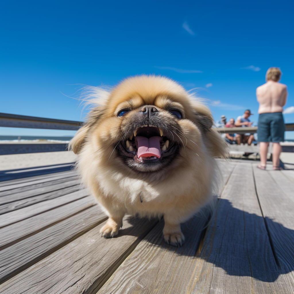 Chubby Pekingese Dog with Tongue Out