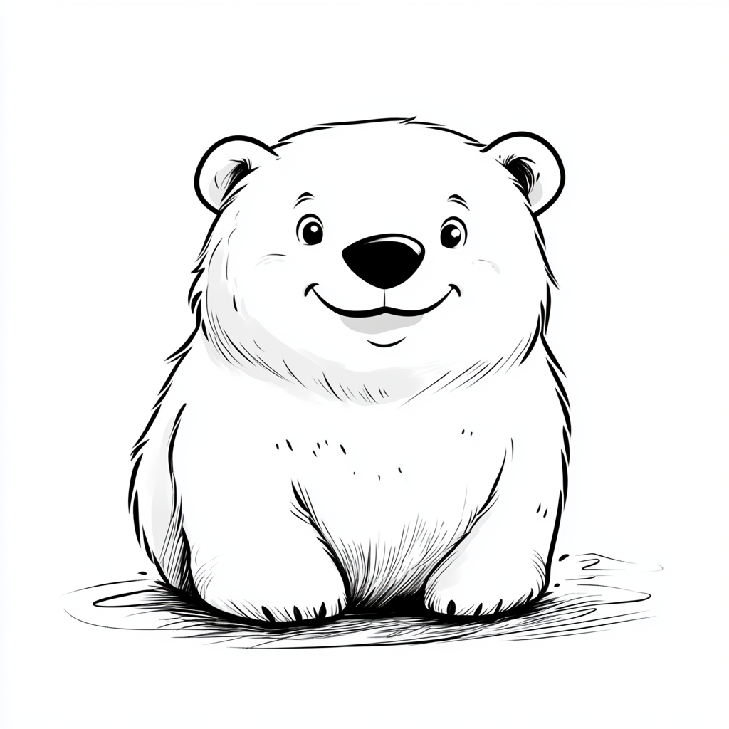 Friendly polar bear coloring page