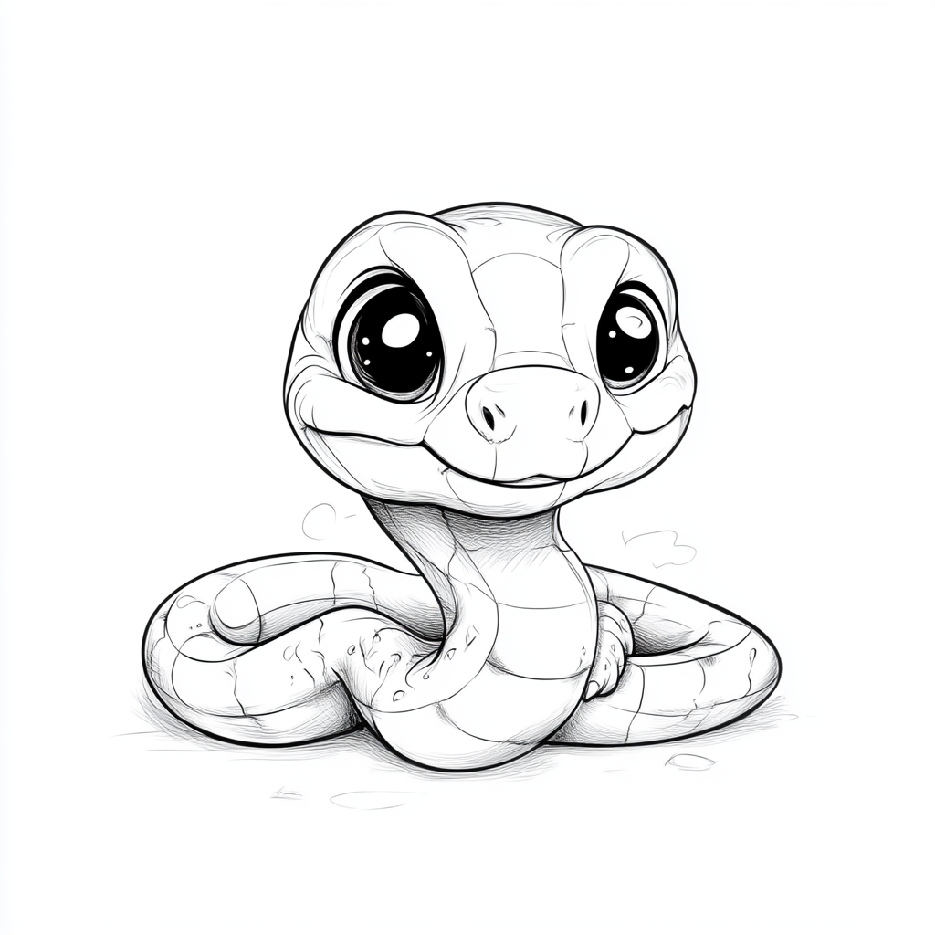 Adorable chubby snake coloring page