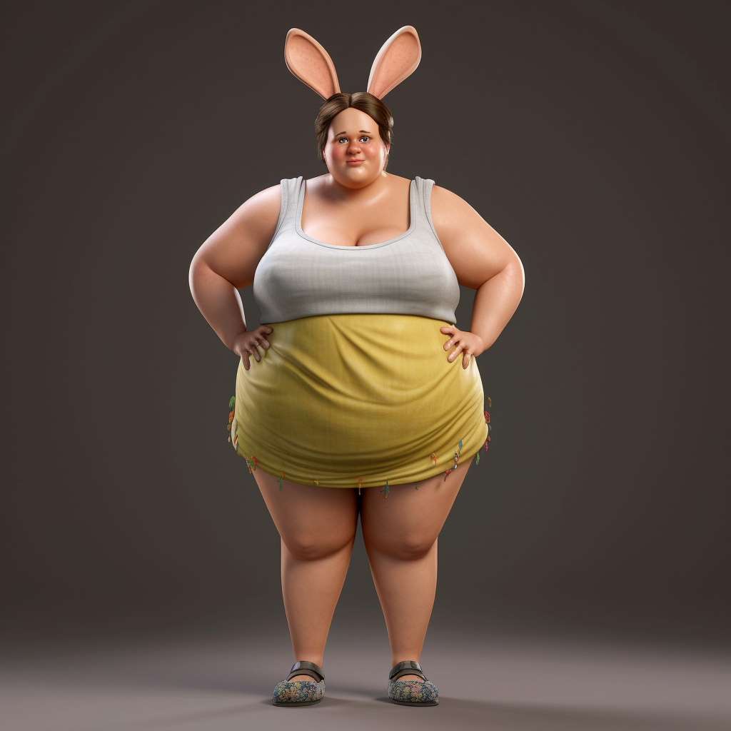 Chubby Woman Bunny Ears Realistic