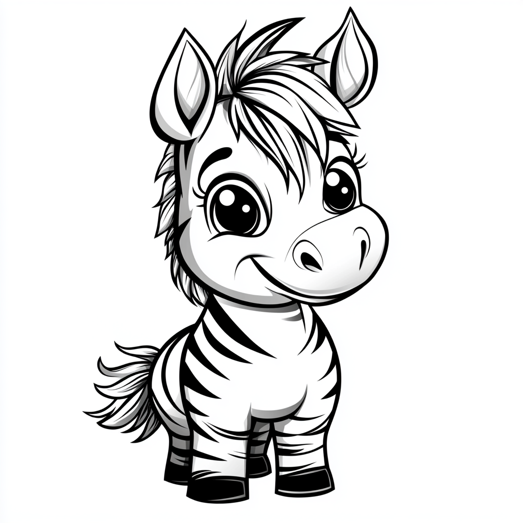 Cute Zebra Character Coloring Page