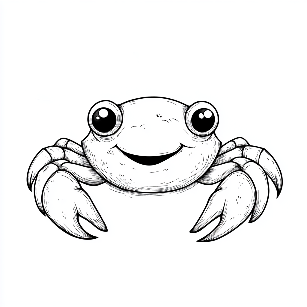 Smiling chubby crab character outline