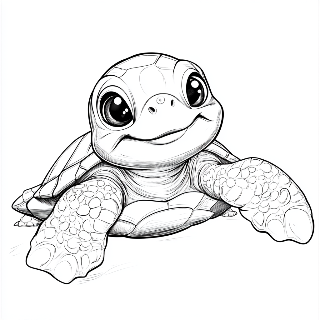 Cute Chubby Sea Turtle Drawing