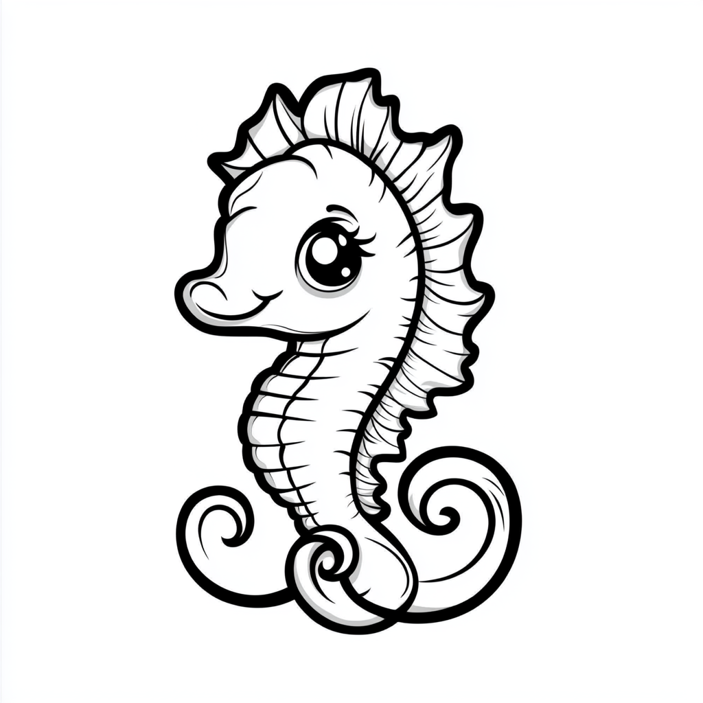 Friendly chubby seahorse character smiling