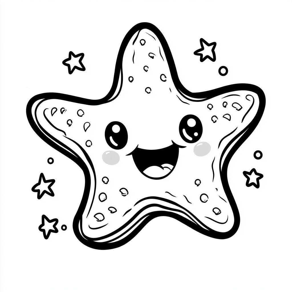 Friendly chubby starfish outline art