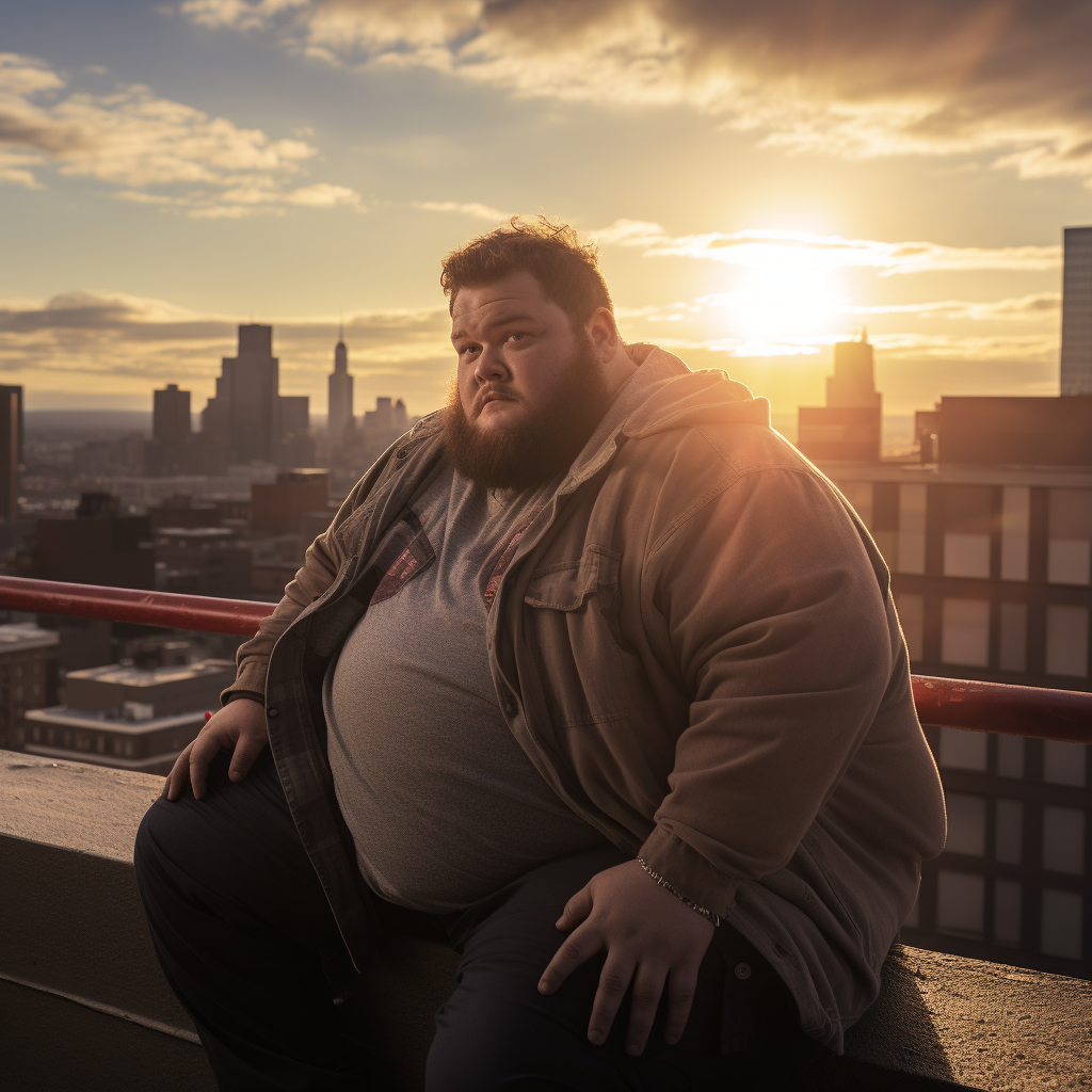 ChubbyBabyMan striking a pose on a rooftop