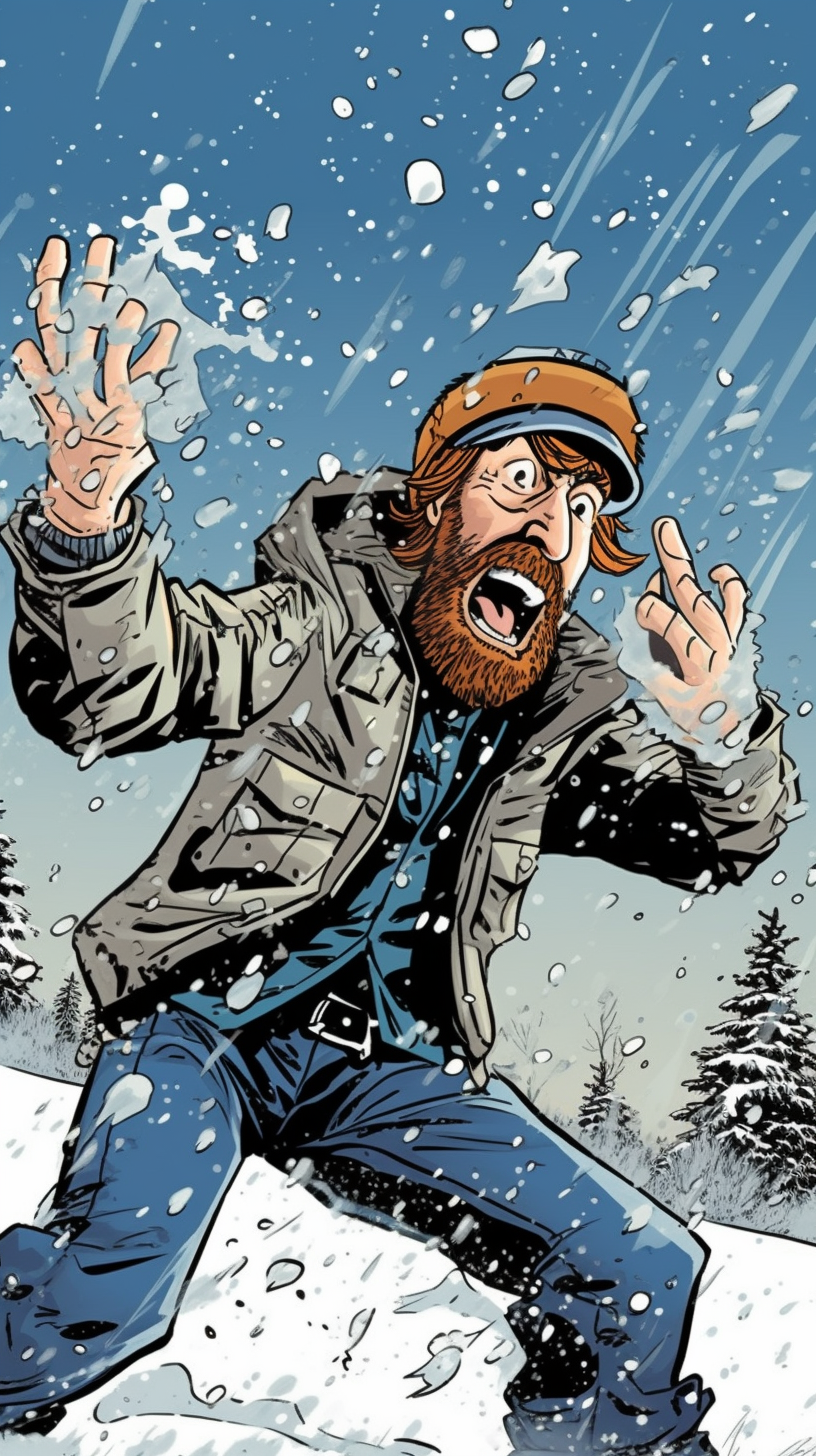 Action-packed Chuck Norris snowball fight