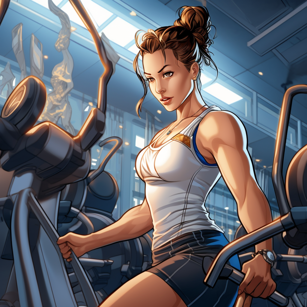 Chun Li working out with determination