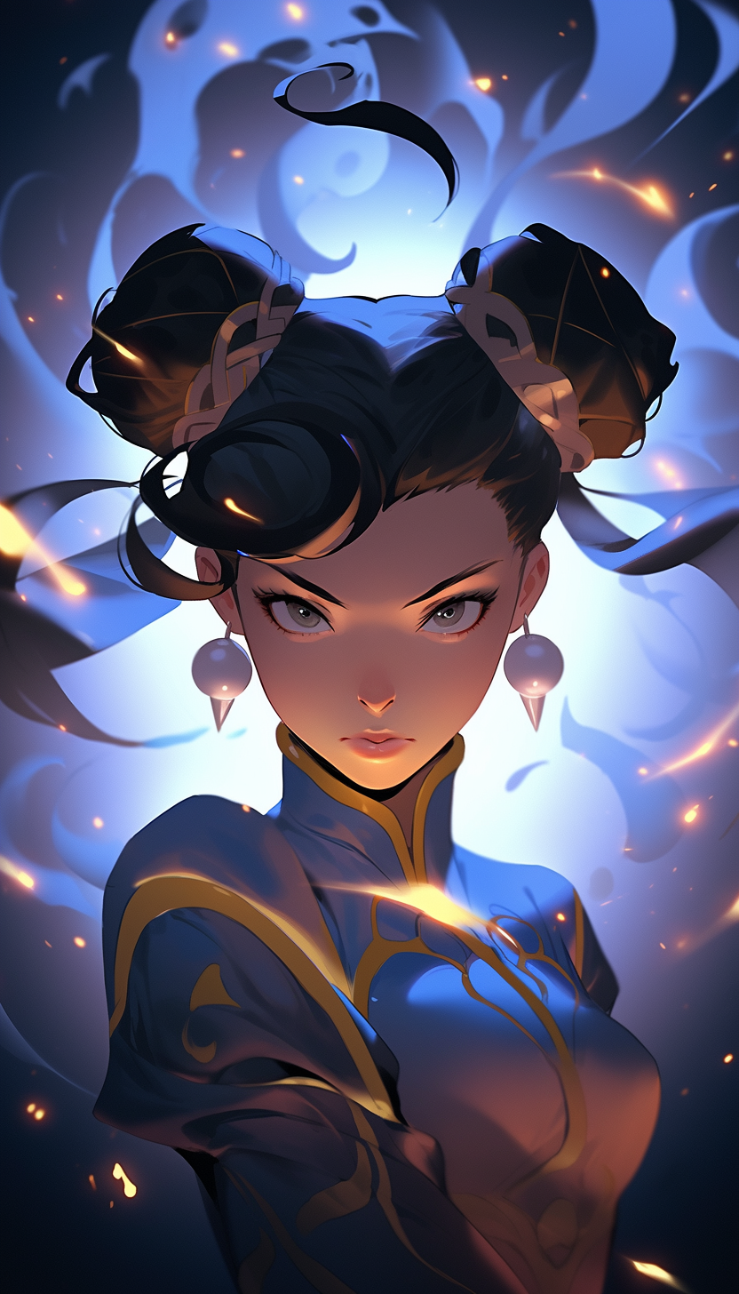 Detailed Chun-Li image with overhead lighting