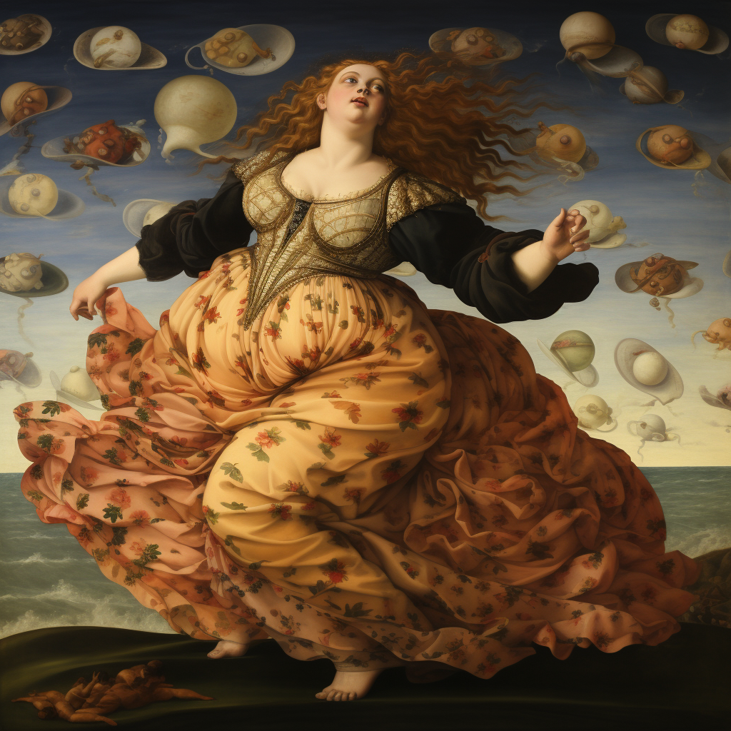 Full-figured woman dressed as Venus