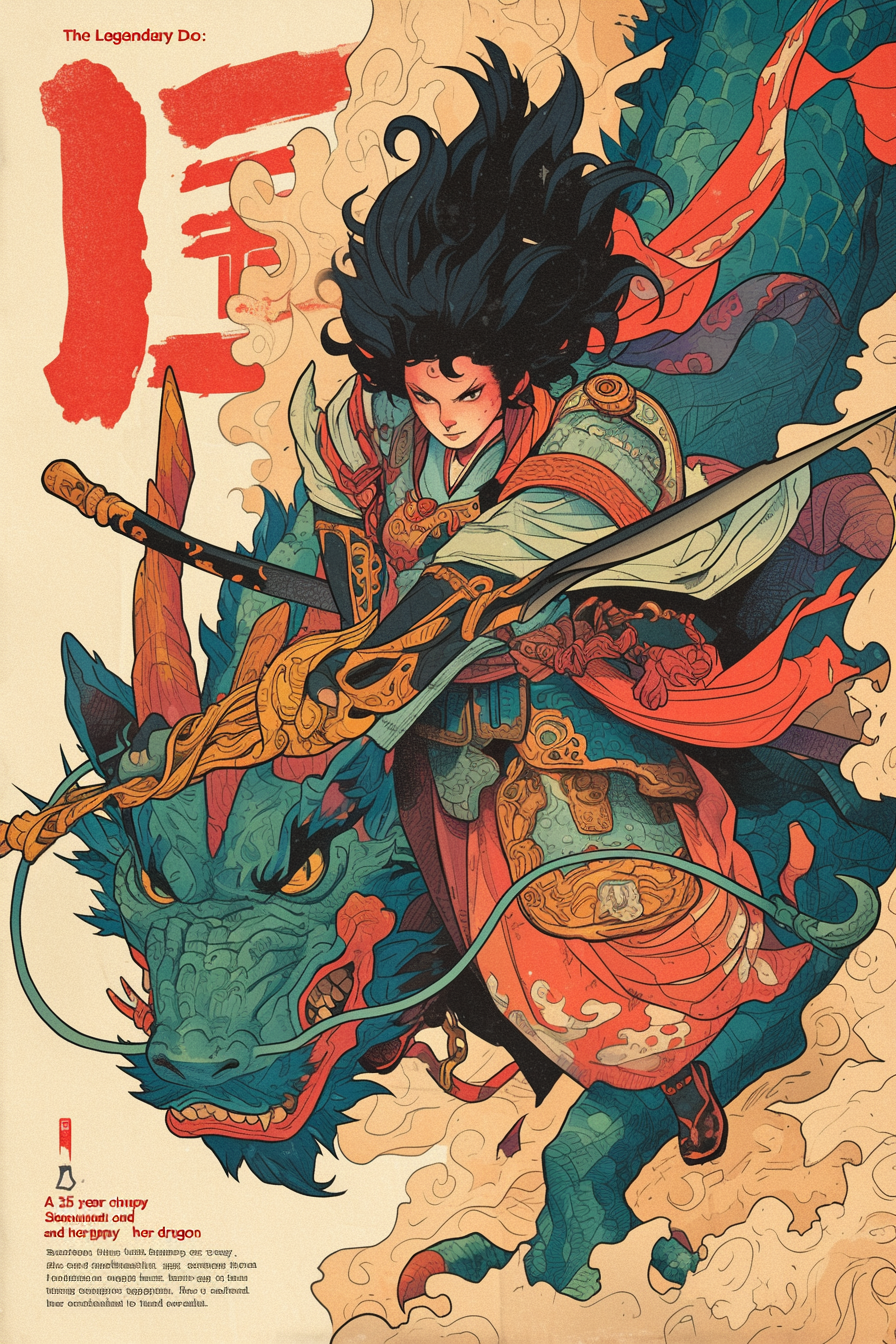 Chuppy Samurai Woman Dragon Art