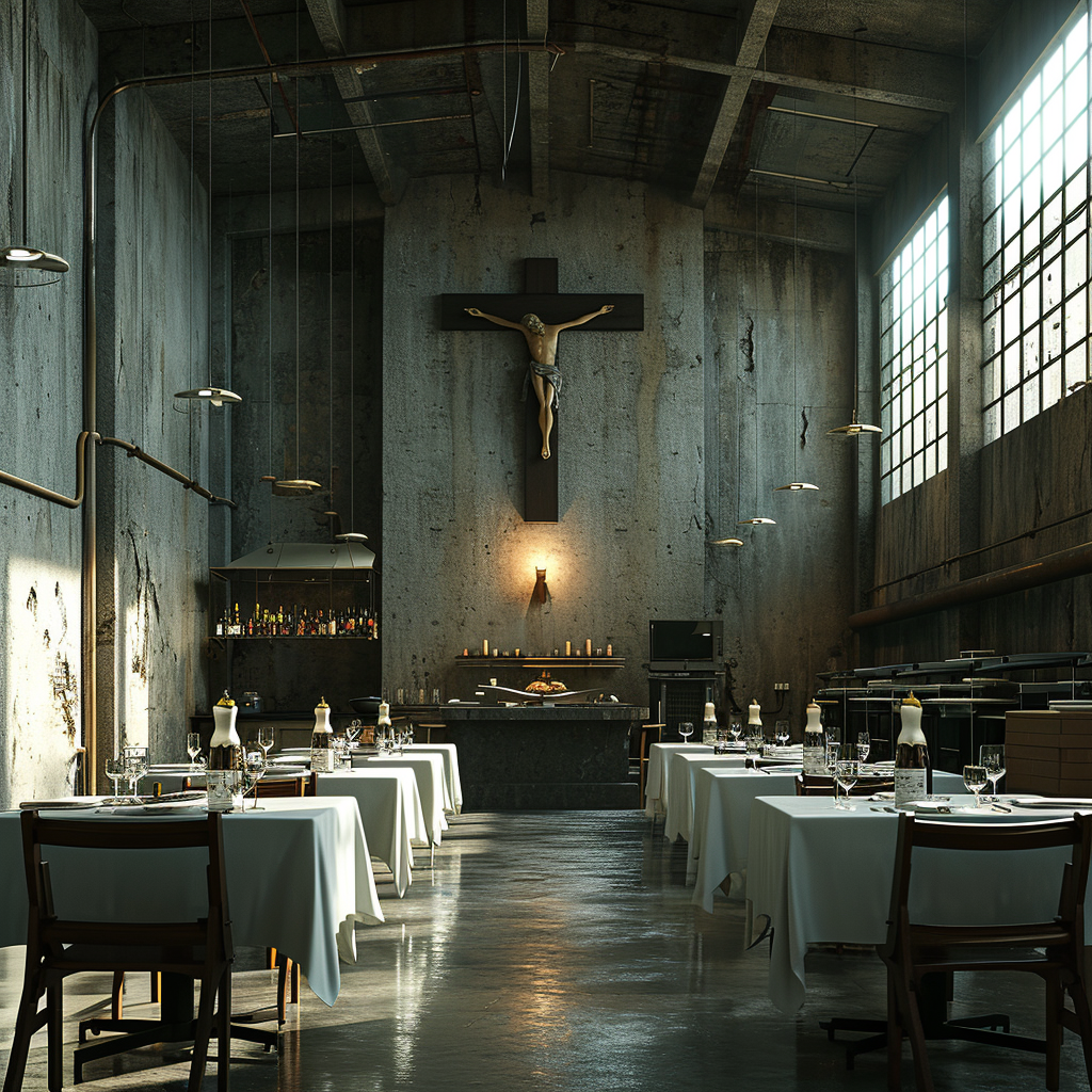 Church Altar Inside Industrial Factory Bread Wine