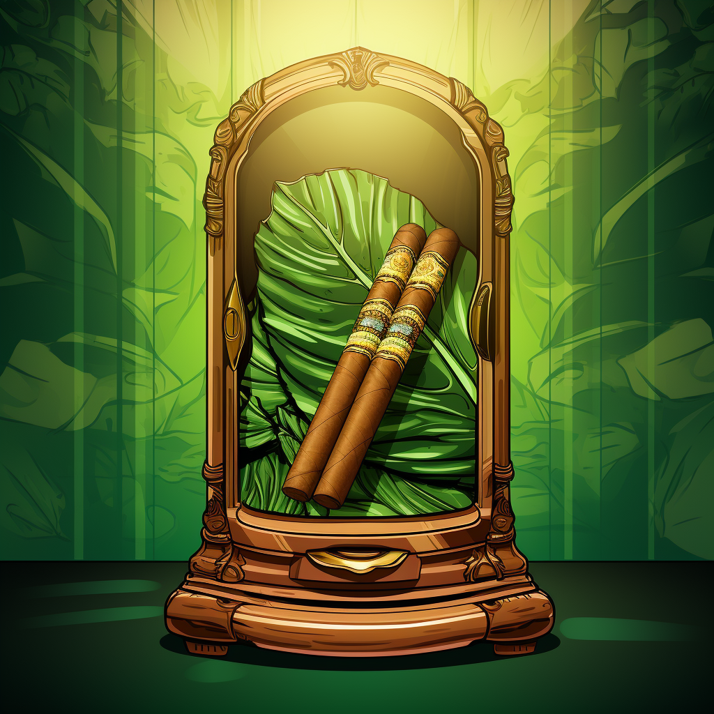 Cartoon cigar on green background