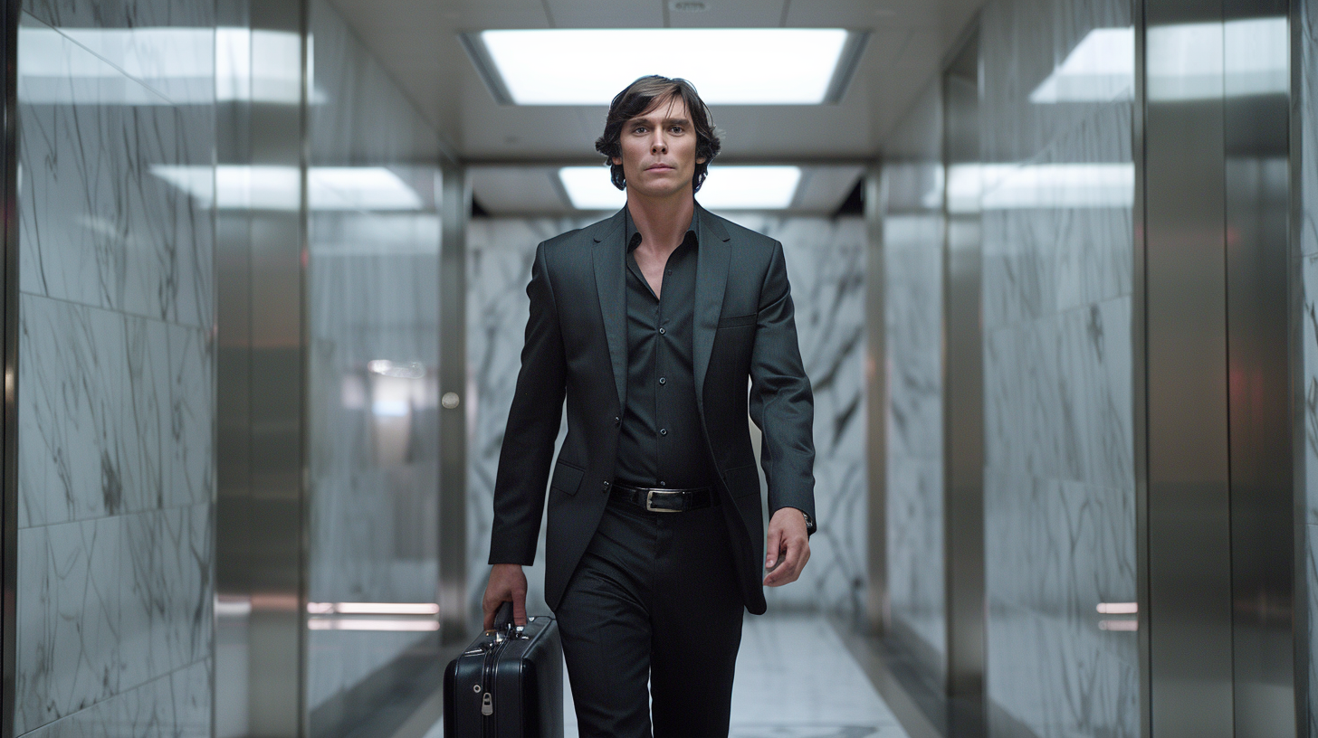 Cillian Murphy stylish London businessman walking