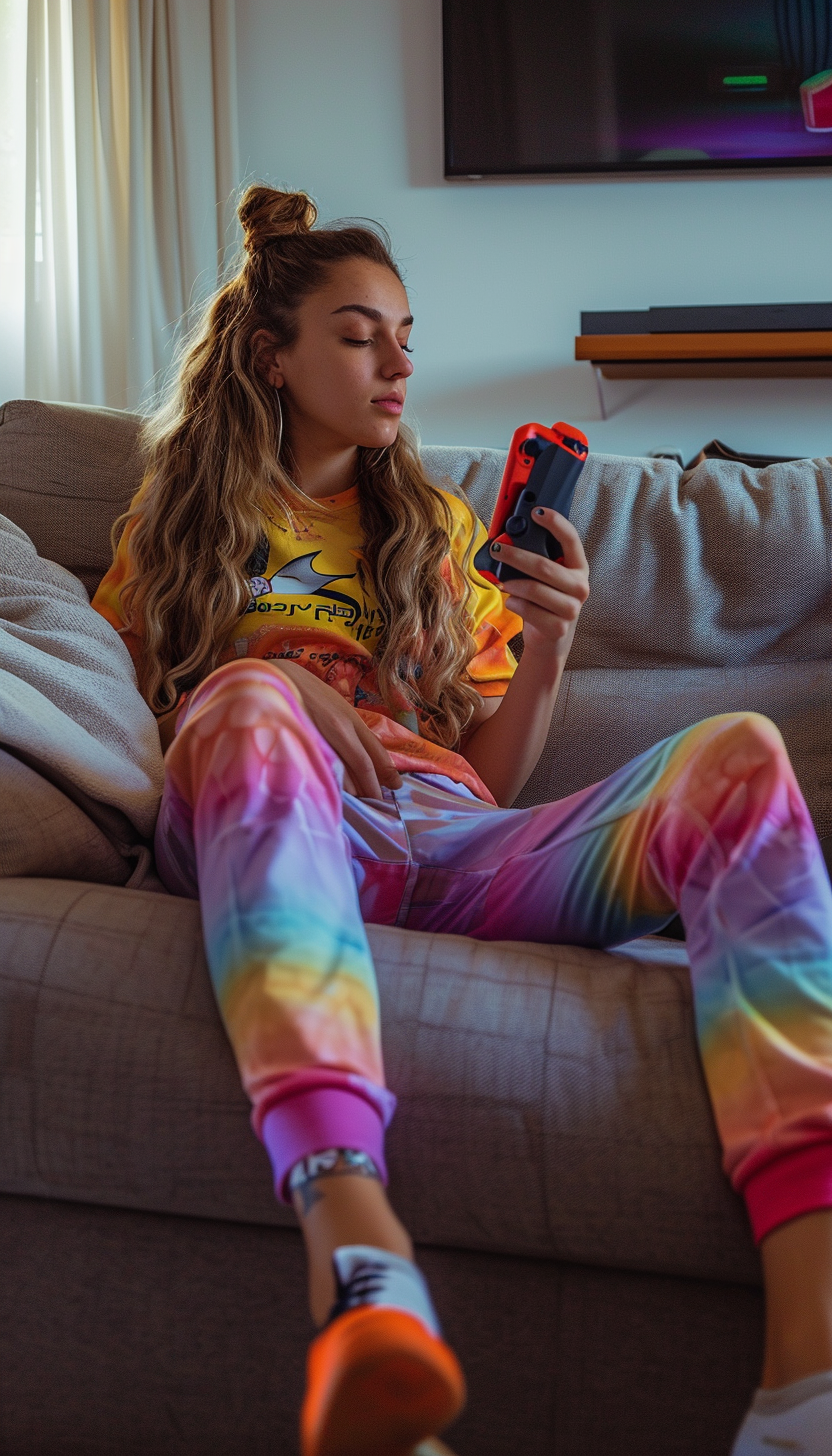 Cinderella playing PlayStation 5 in Nike outfit