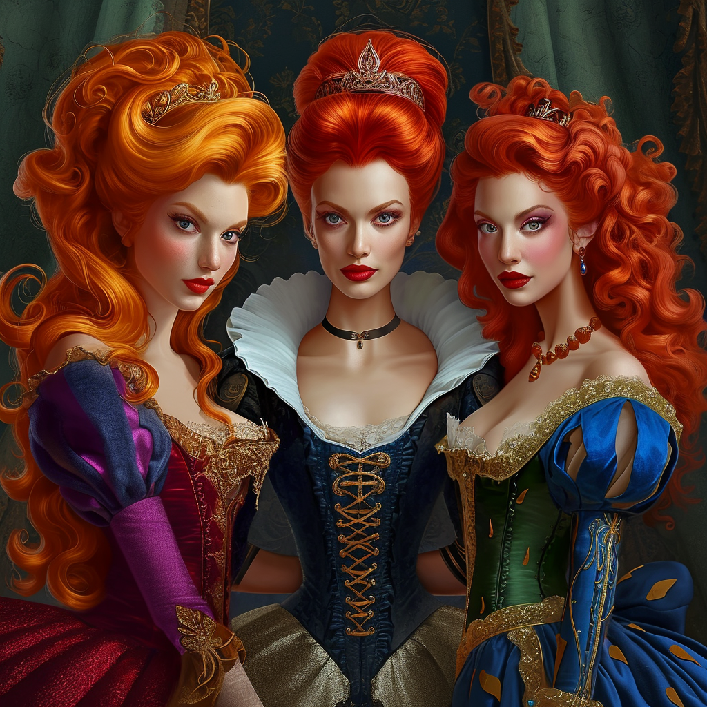 Cinderella villainous sisters fancy wigs outfits