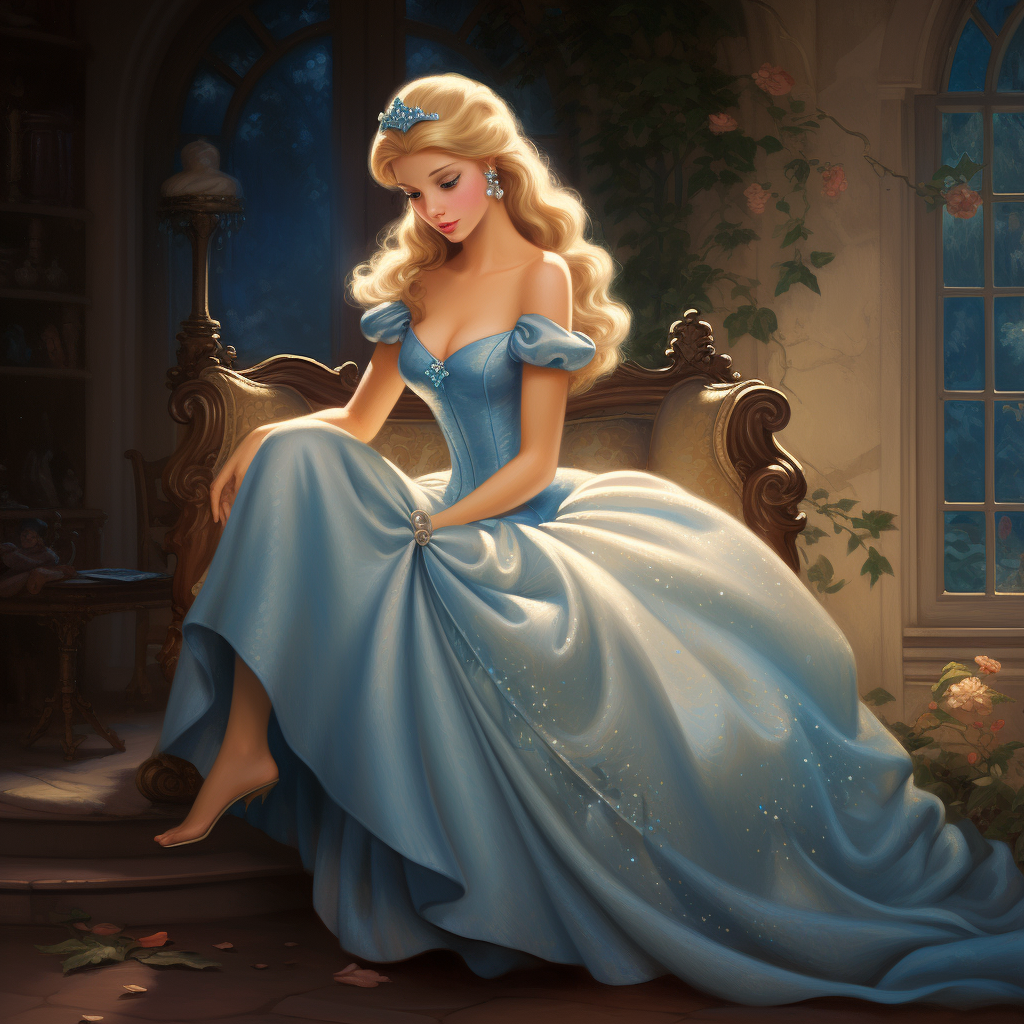 Disney princess Cinderella holding her hair