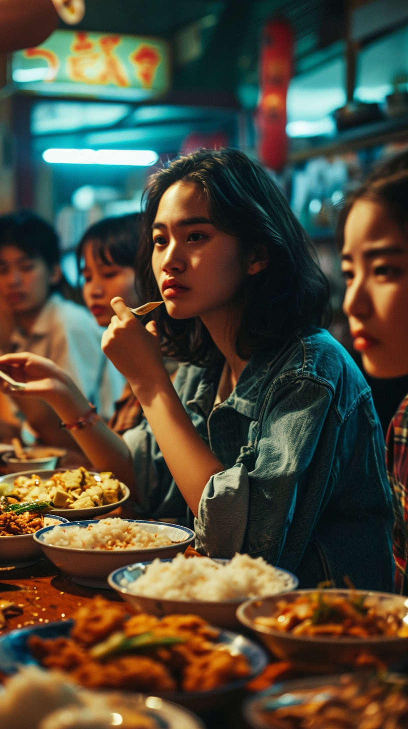 Stunning portrait of people enjoying food