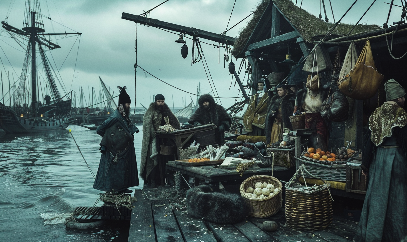 People Selling Goods on Dock