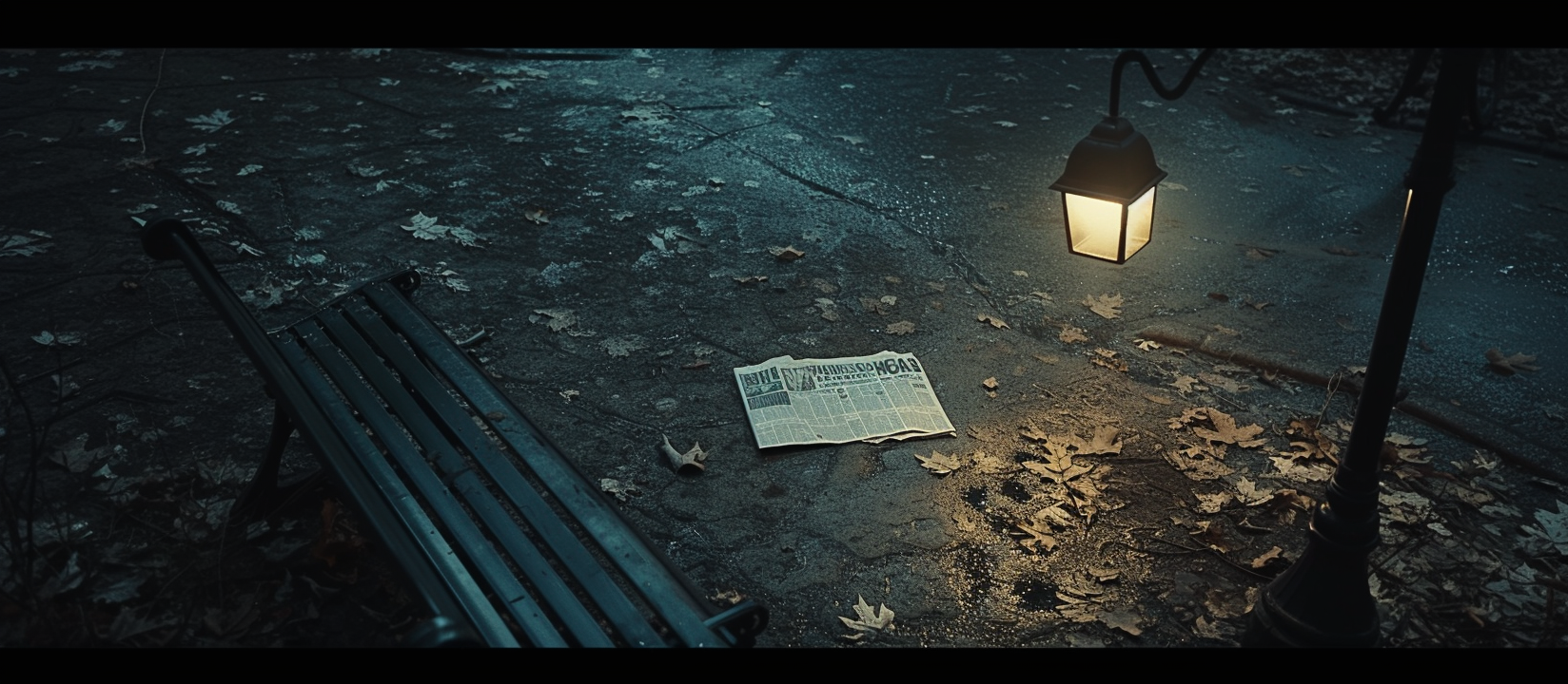 Cinematic shot of newspaper in Central Park