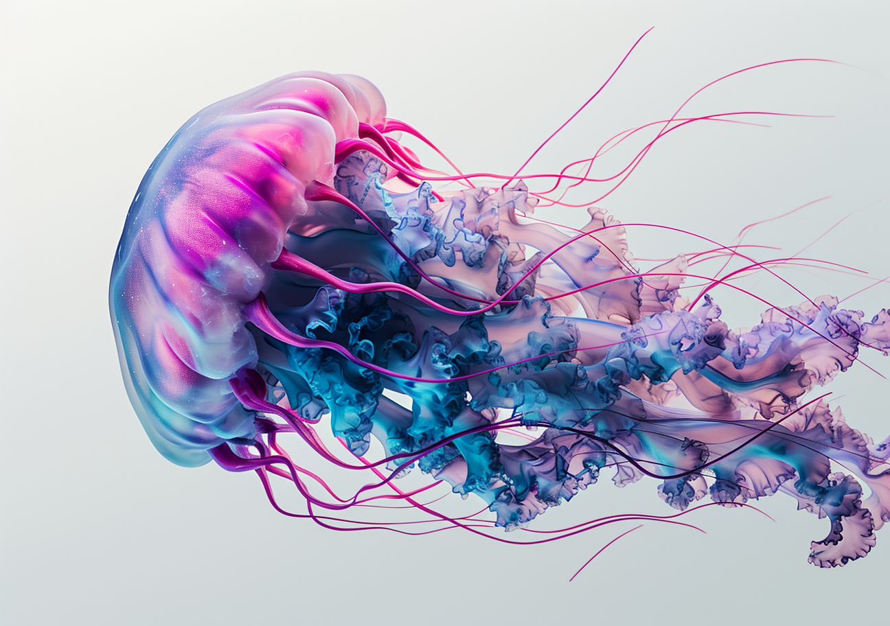 Cinematic Style Jellyfish Marble Textures Fluid Forms