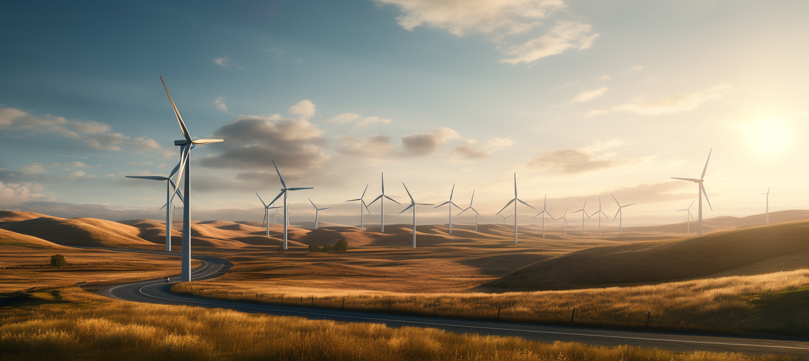 Wind Turbine Farm in Cinematic Setting