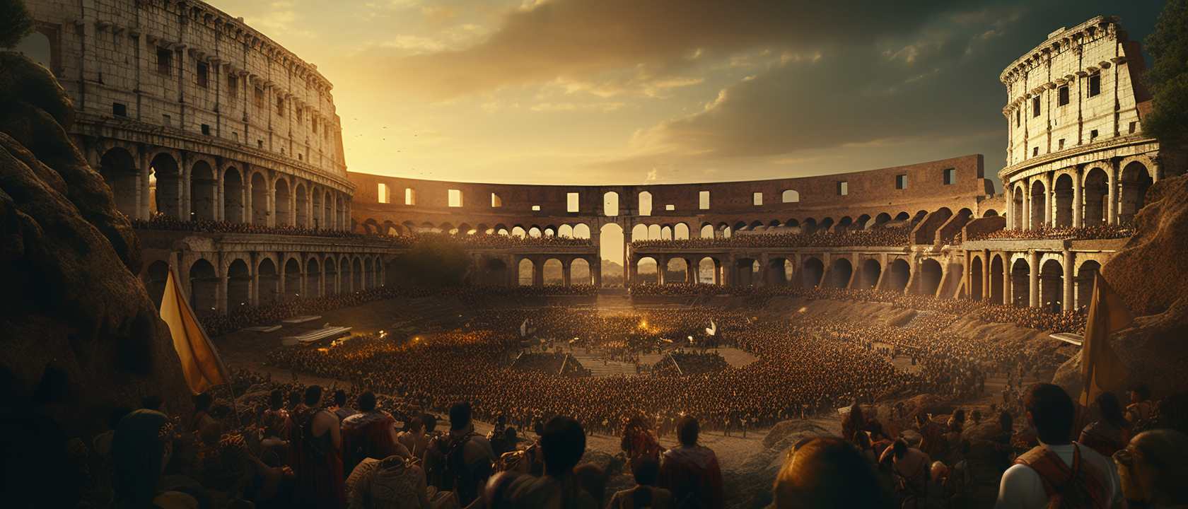 Detailed Shot of Roman Colosseum with Period Clothing