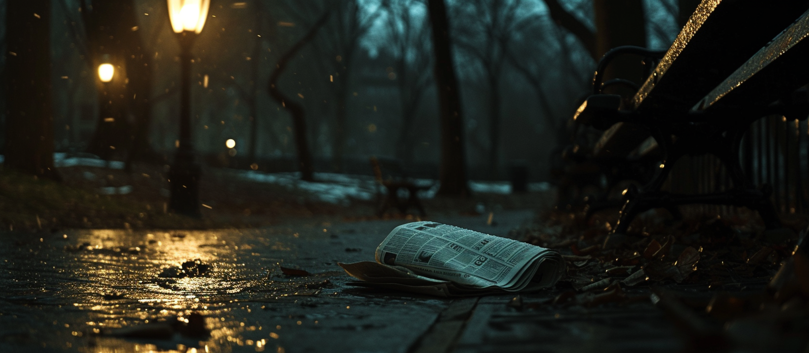 Cinematic newspaper in Central Park