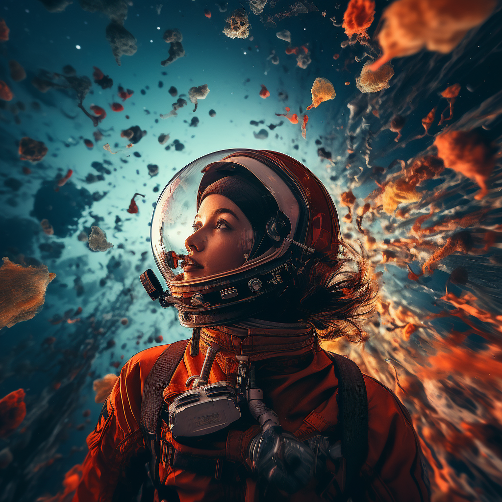 Cinematic space with vibrant colors