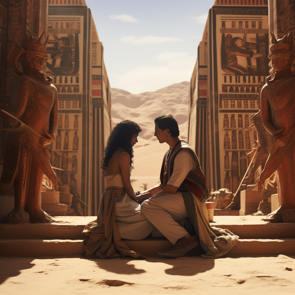 Hyper realistic image of ancient Egyptian lovers