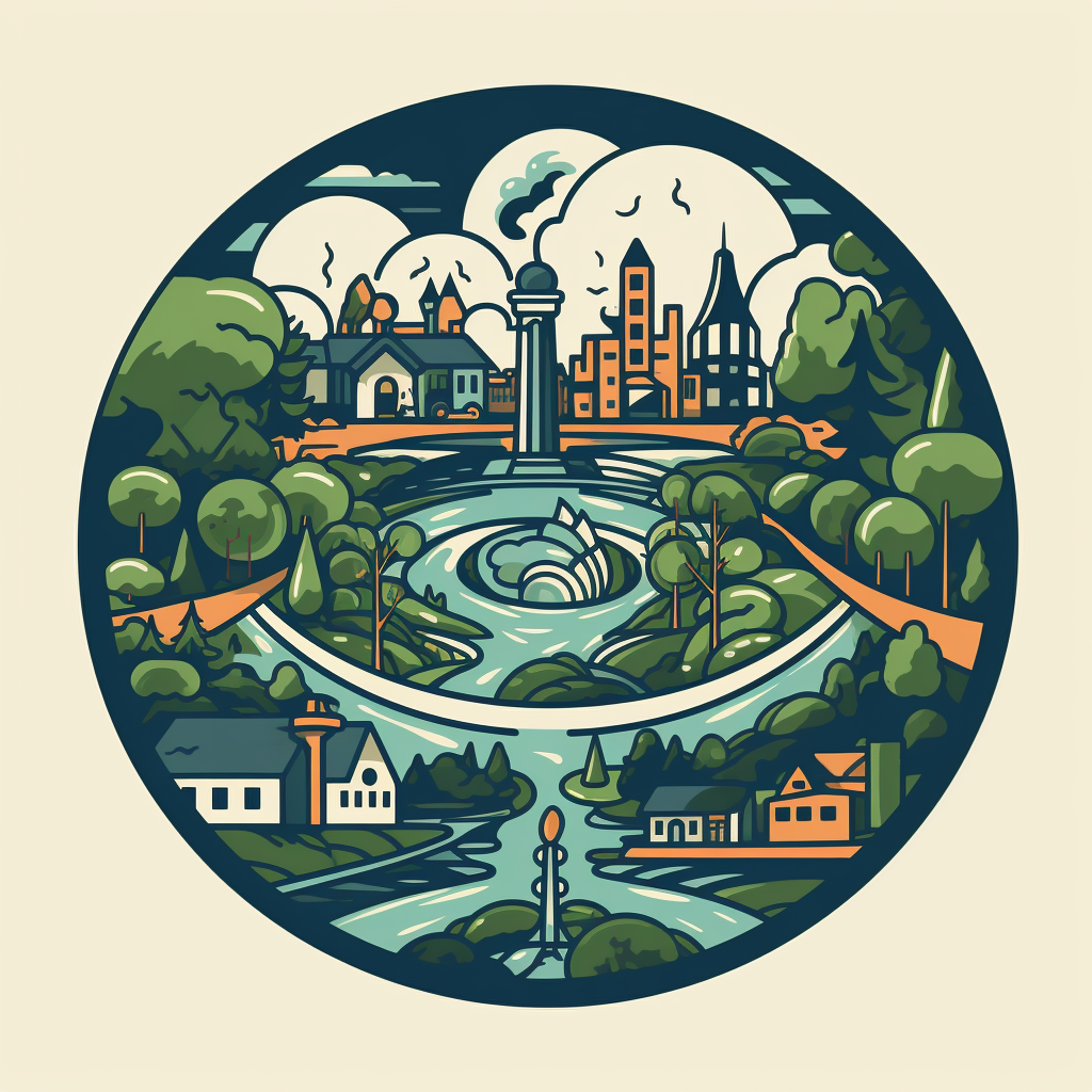 1950s Style Circular City Park Symbol