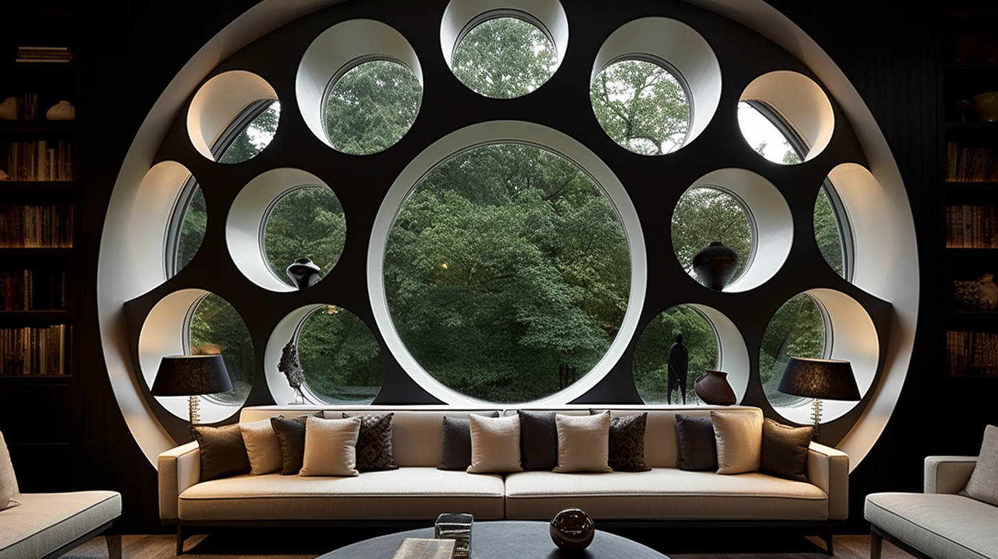 Circular frame wall with frames