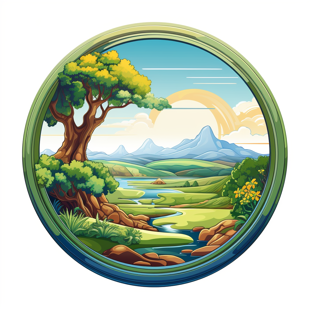 Beautiful flat design circular landscape window