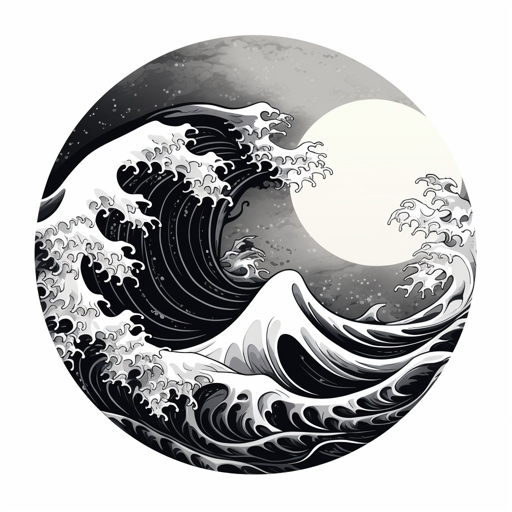 Yin Yang logo with ocean waves