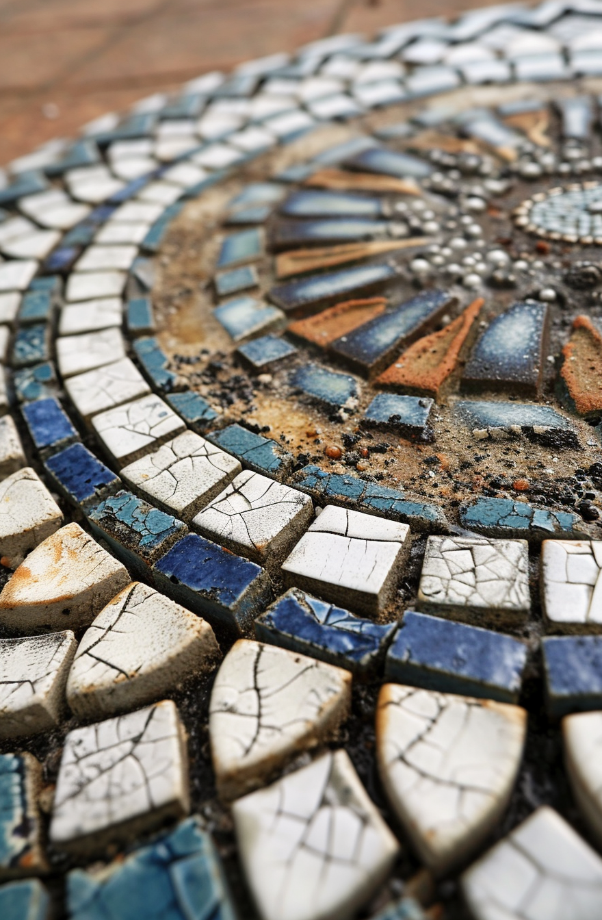 Assymetrical ceramic tile mosaic design