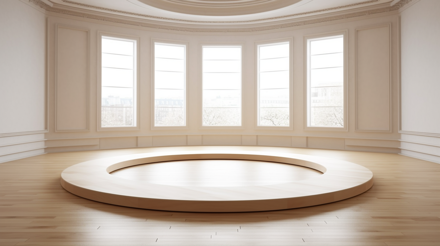 Circular platform in empty room