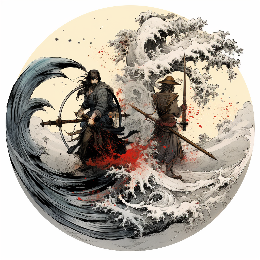 Circular Yin Yang of Samurais