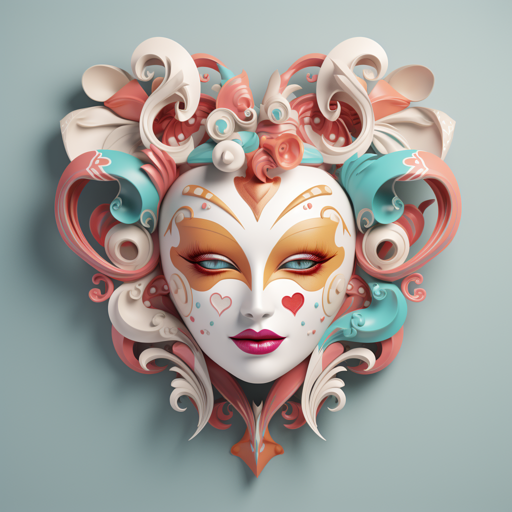 Circus mask with heart shape