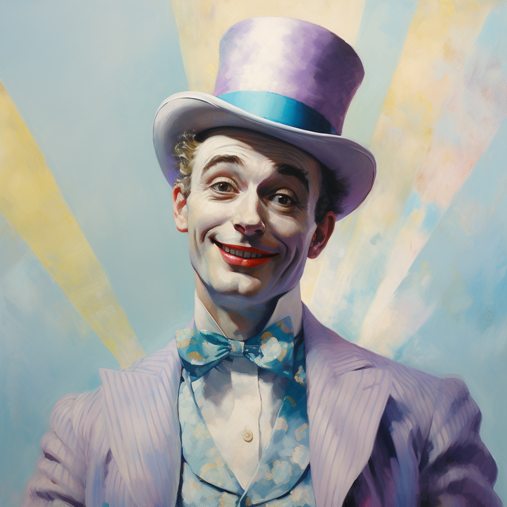 Colorful circus conductor oil painting