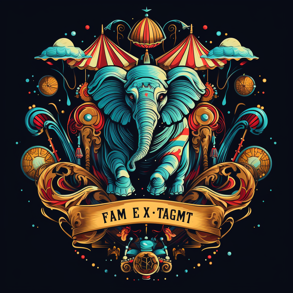 Colorful circus elements logo in digital art