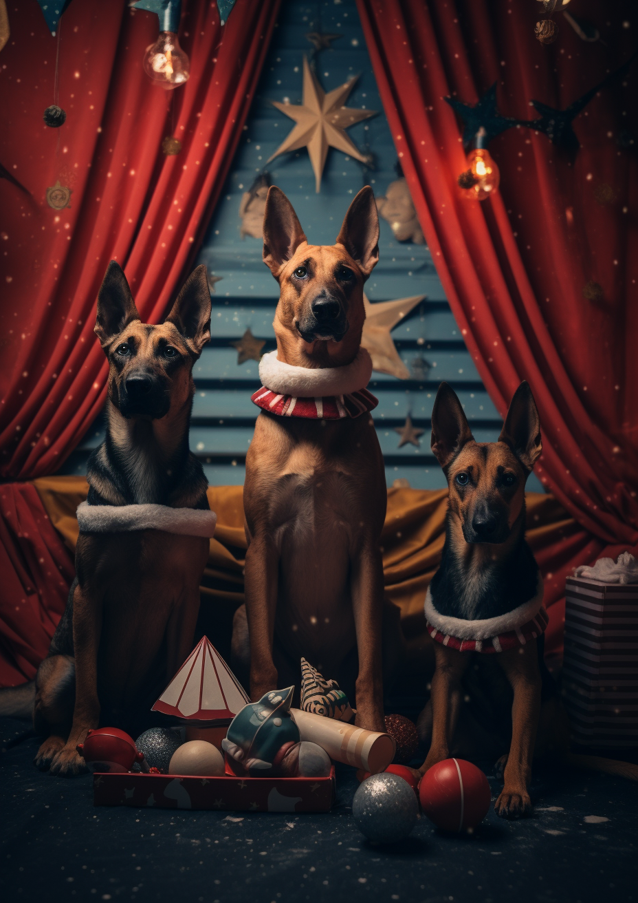 Cirque du Soleil Christmas Scene with German Shepherds