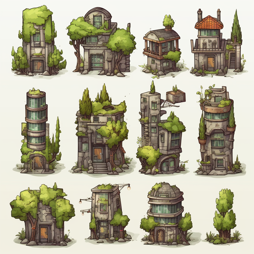 City Building Greenery Icons