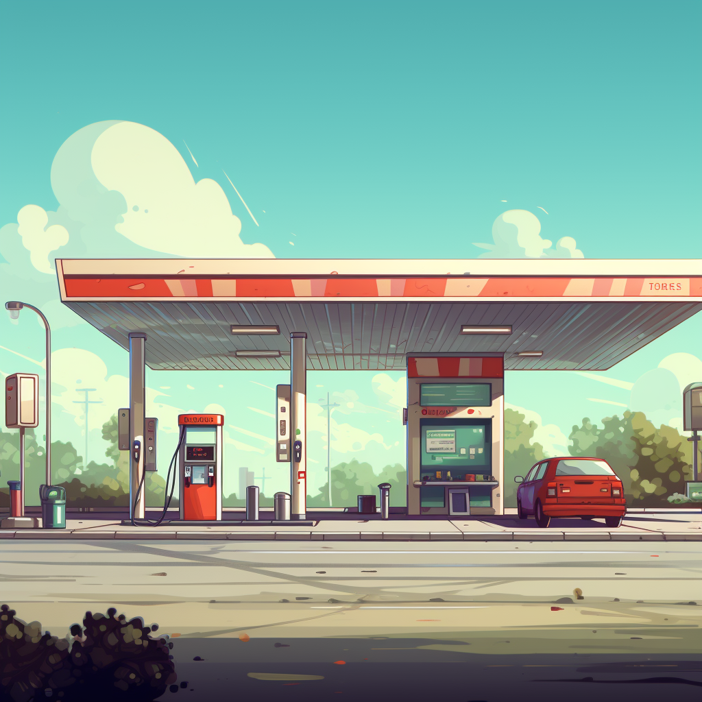 Pixel Art City Gas Station