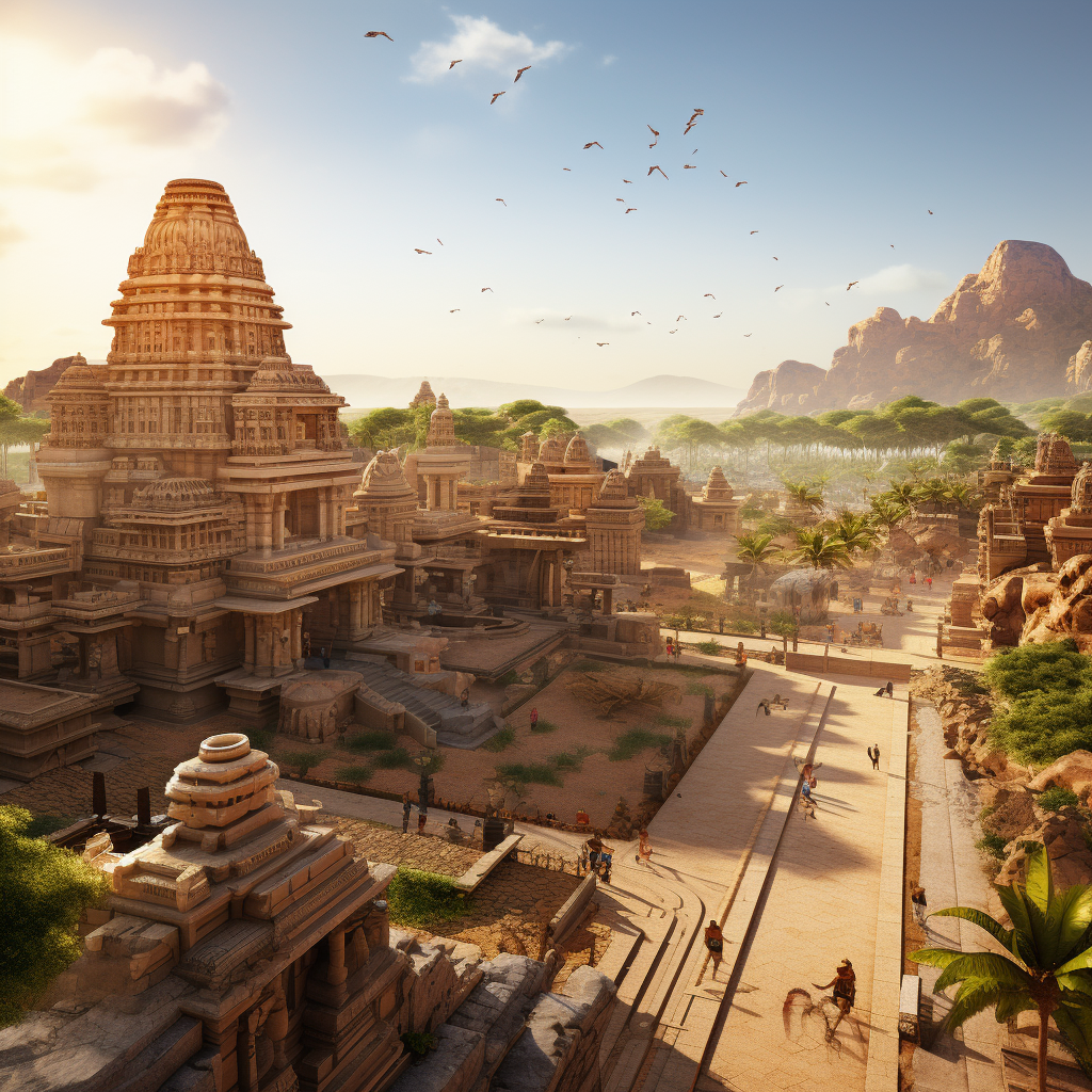 Street View of Hampi's Reconstructed Ancient India