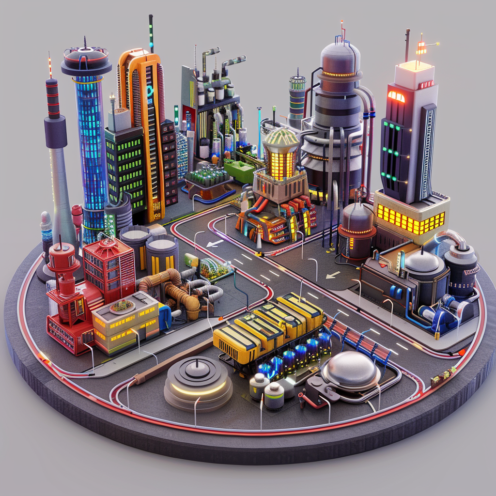 Mini City with Logo and Oil Gas VR AR