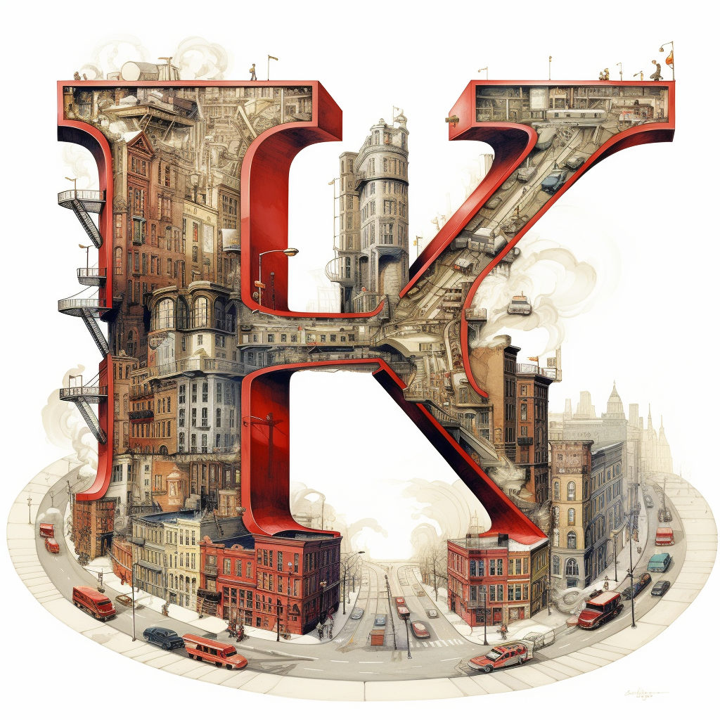 City Map Letter K Streets