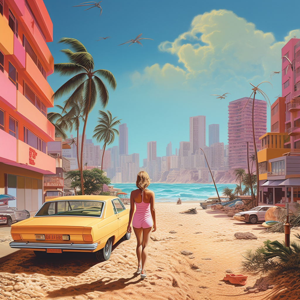 Retro urban aesthetics Brazilian beach city pop