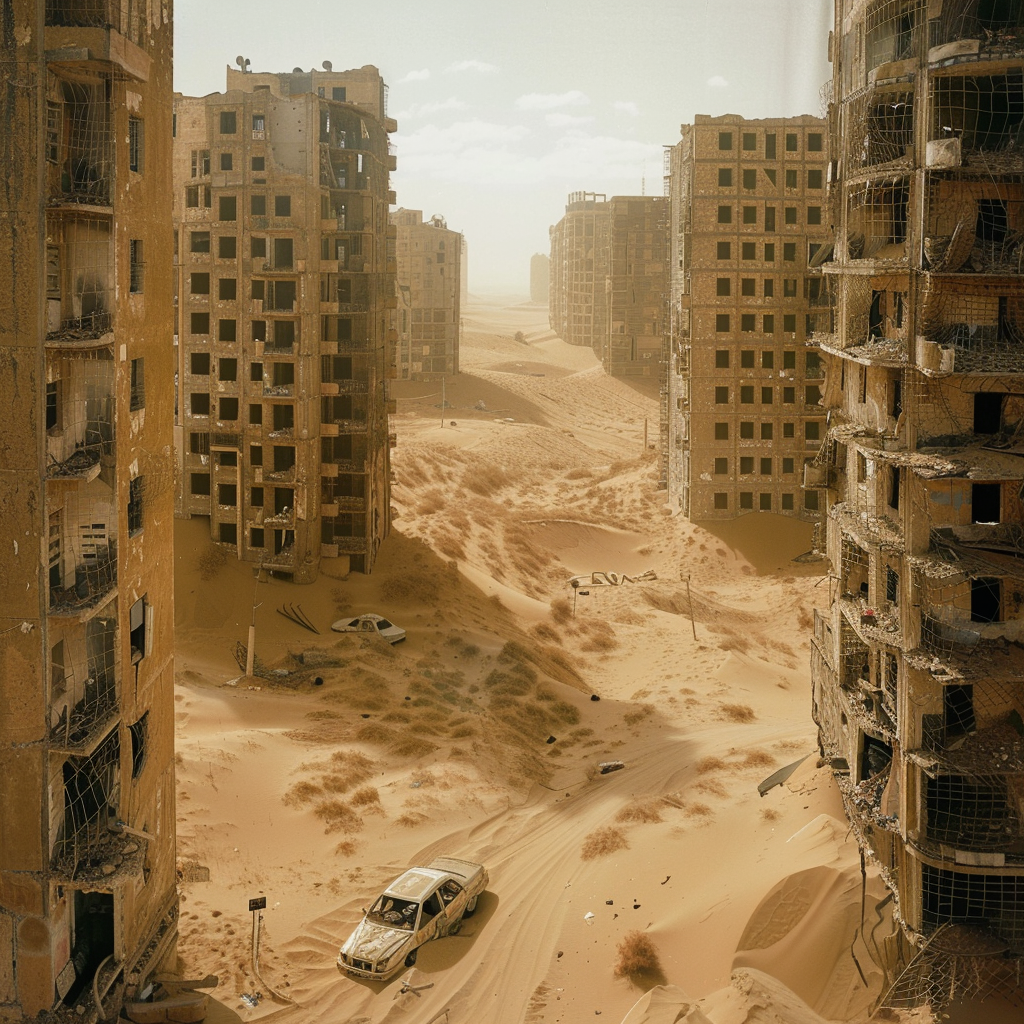 City covered in sand ruins