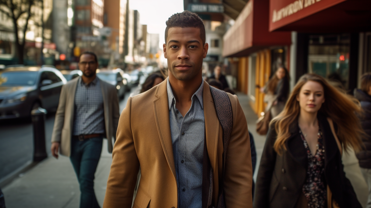 4. Man admiring confident woman walking